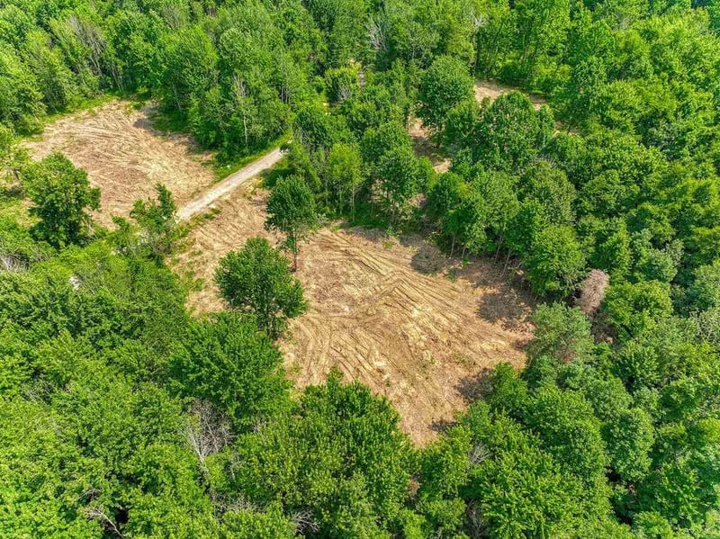 Aerial view of lot site for new construction in the greater Rochester region