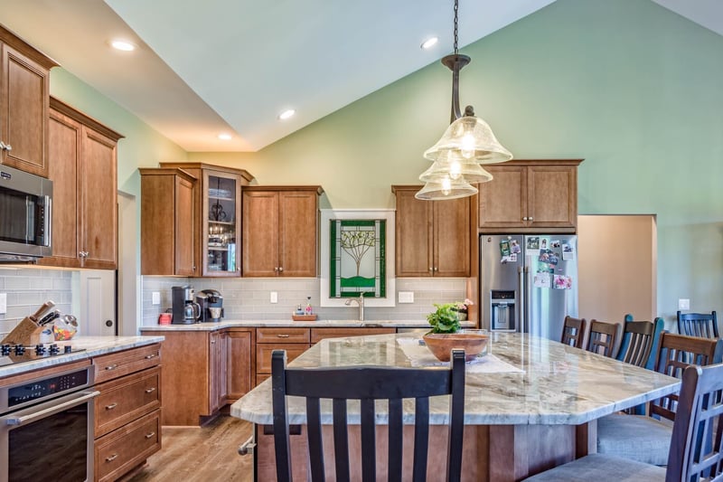 Custom shaker cabinets with wood finish in greater Rochester custom home