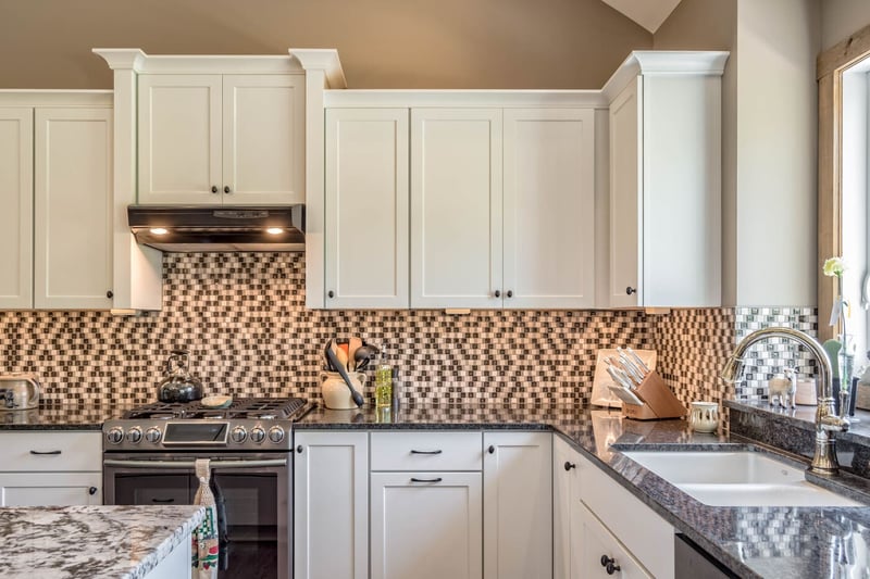 Custom white shaker cabinets in Rochester-area custom home