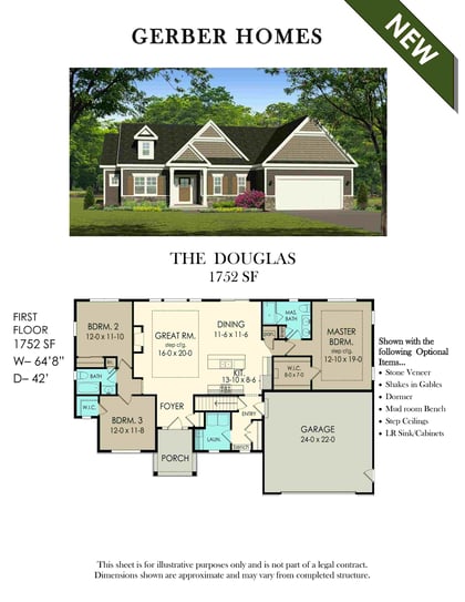 Douglas Floor Plan Brochure Gerber Homes Walwarth NY