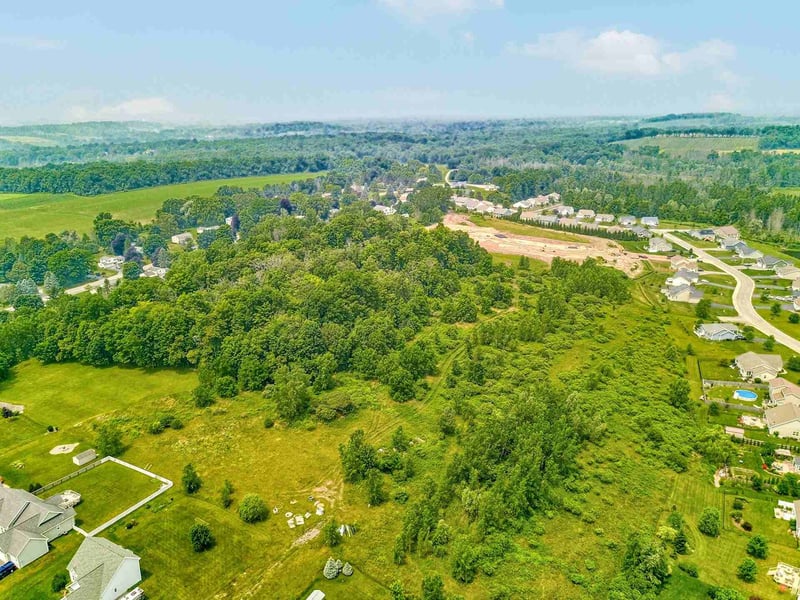 Drone view of new home community site in greater Rochester, NY