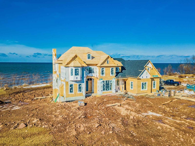 Exterior view of construction progress on Rochester custom home (1)