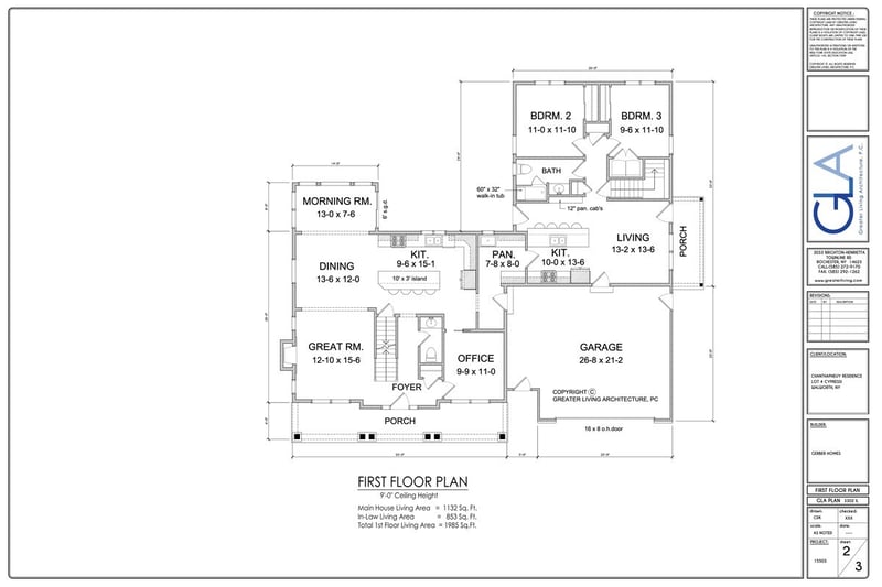 In-law suite floor plan design of custom home by Gerber Homes