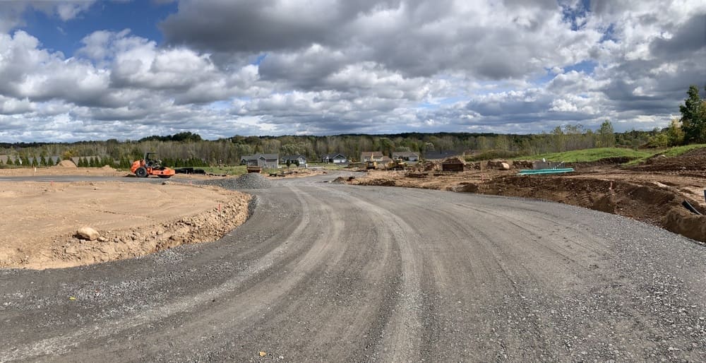 Orchard View Estates custom home community road progress in Walworth, NY