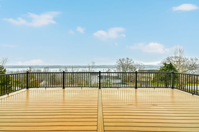 Raised deck view of lake on new construction home in upstate New York by Gerber Homes