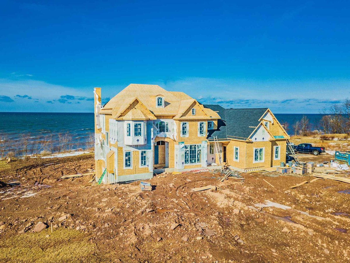 Lakefront custom home near Rochester, NY construction progress by Gerber Homes