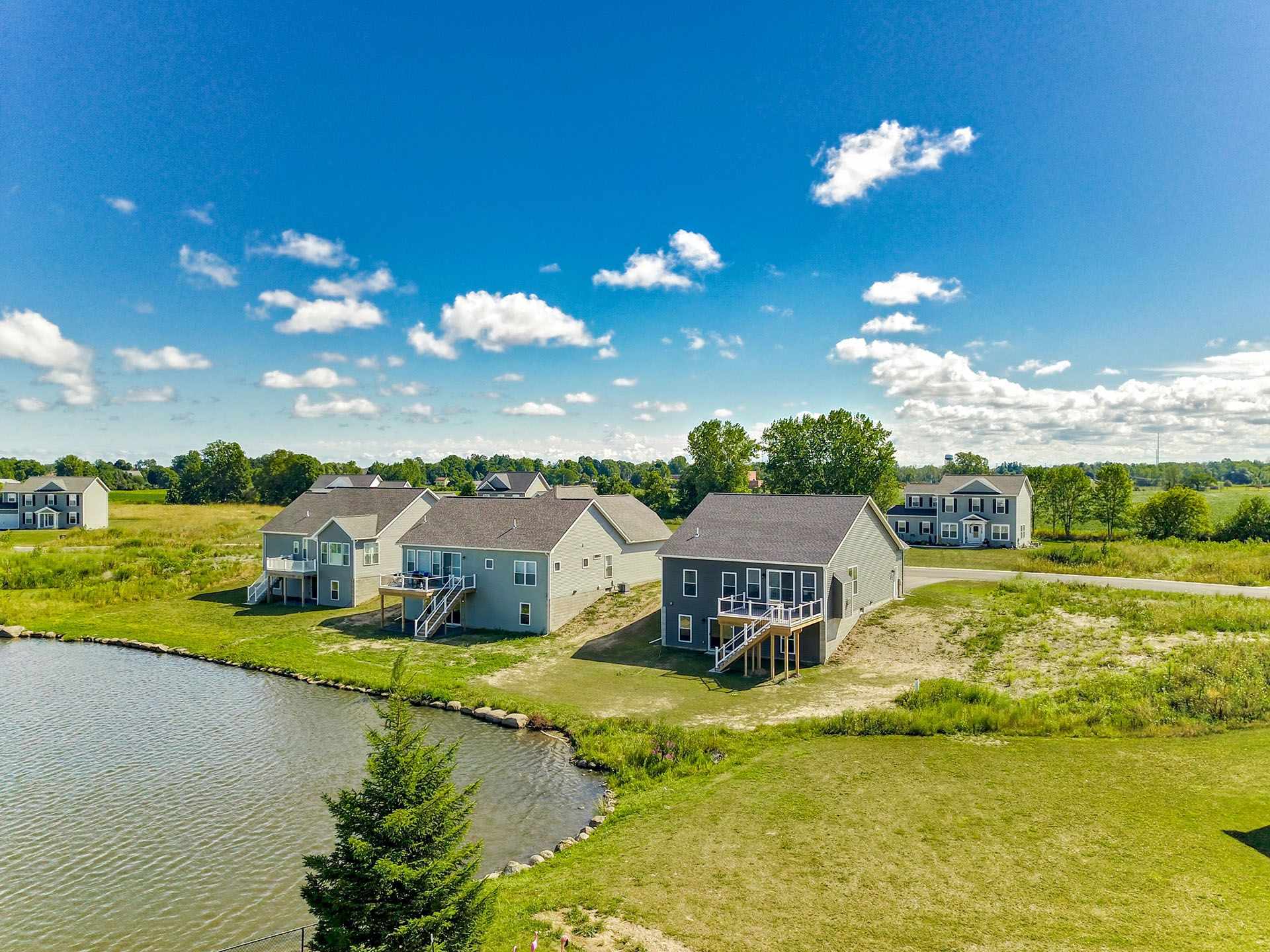 Gerber Homes new construction exterior drone shot on sunny day