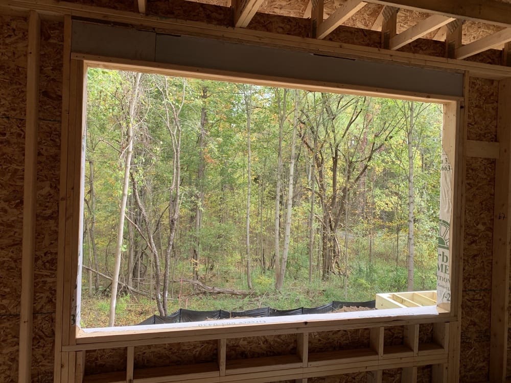 View from window cutout in Ontario Center Road new home build by Gerber Homes