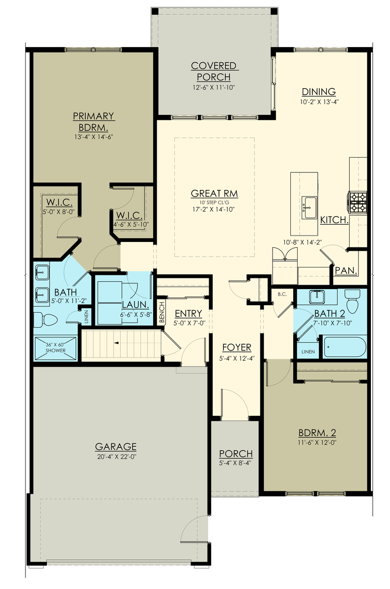 Fourmile Creek 2-bedroom unit floor plan by Gerber Homes