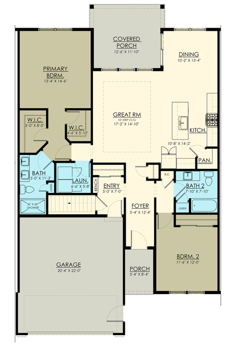 Fourmile Creek two-bedroom center-unit floor plan