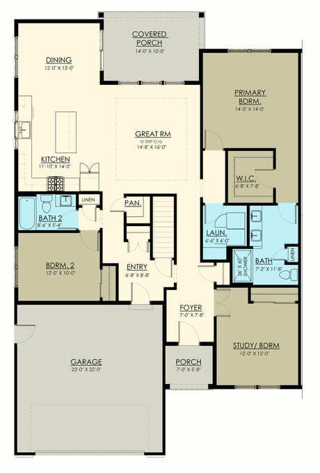Fourmile Creek three-bedroom end-unit floor plan
