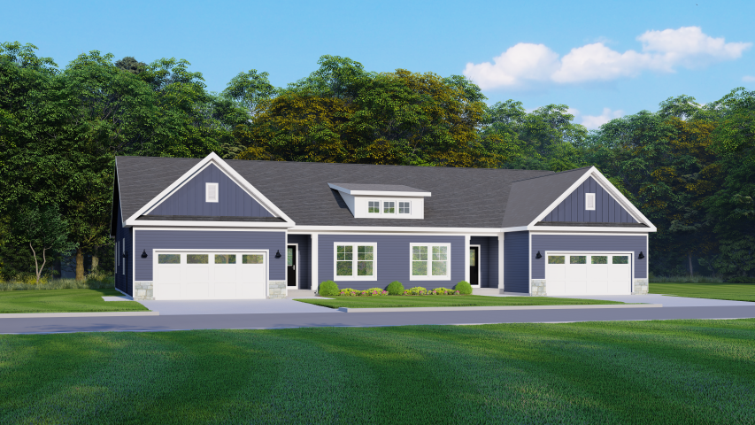 Fourmile Creek community townhome elevation of two-unit exterior by Gerber Homes