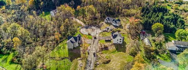 aerial photograph of custom new homes in victor new york