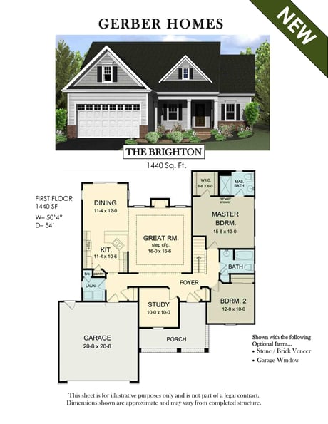 brighton floor plan brochure Gerber Homes Walwarth NY