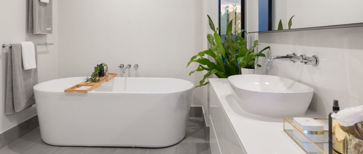 freestanding white bathtub in gorgeous bathroom-1-1