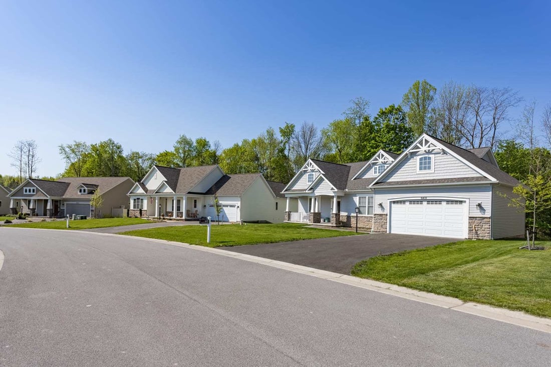 Front yards of new homes in Southgate Hills neighborhood