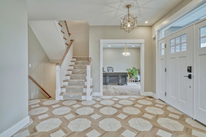 Entryway to Rochester area 2-story custom home by Gerber Homes
